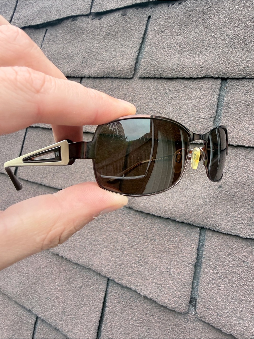 Men’s Brown Sunglasses with Gold-Tone Temple Accents